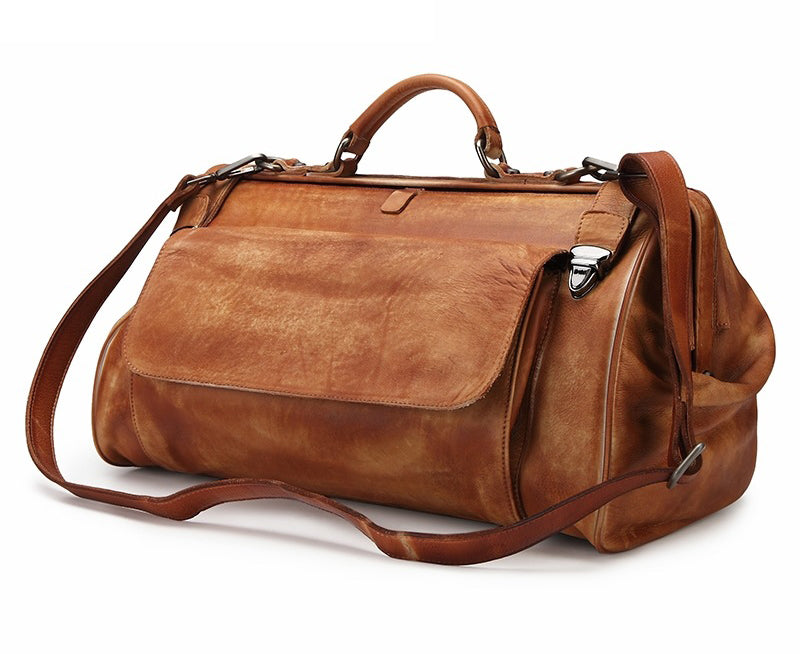  Leathario Travel Duffle Bag For Men Women Genuine Leather  Overnight Weekender Bag Vintage Luggage Carry On Airplane Large Retro  Unisex