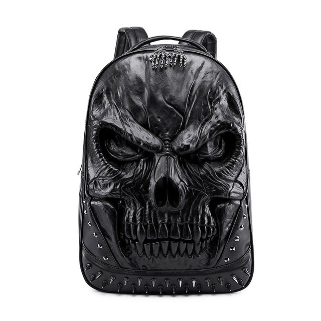 3D Embossed Skull Head Gother Punk Backpack Laptop School Halloween Bag®