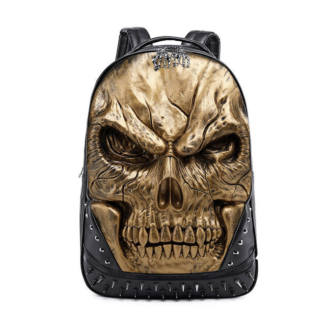 3D Embossed Skull Head Gother Punk Backpack Laptop School Halloween Bag®