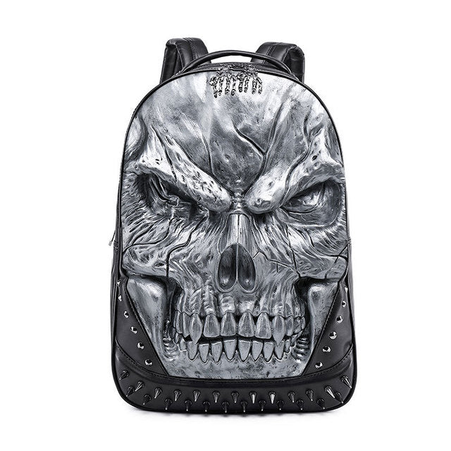 3D Embossed Skull Head Gother Punk Backpack Laptop School Halloween Bag®